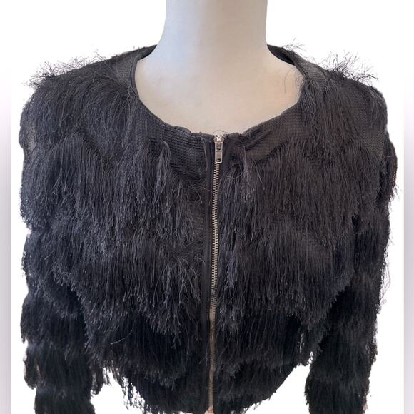 Black Fringe Women's Jacket - Picture 5 of 9